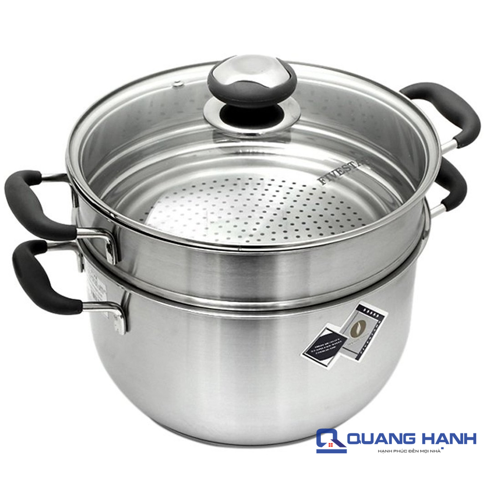 Bộ 2 nồi xửng 3 đáy 24 cm Fivestar ST24-SLC vung kính - toàn cảnh sản phẩm