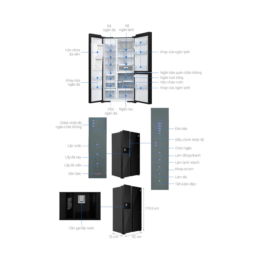 Tủ lạnh Hitachi Inverter 569 lít R-MX800GVGV0 GBK