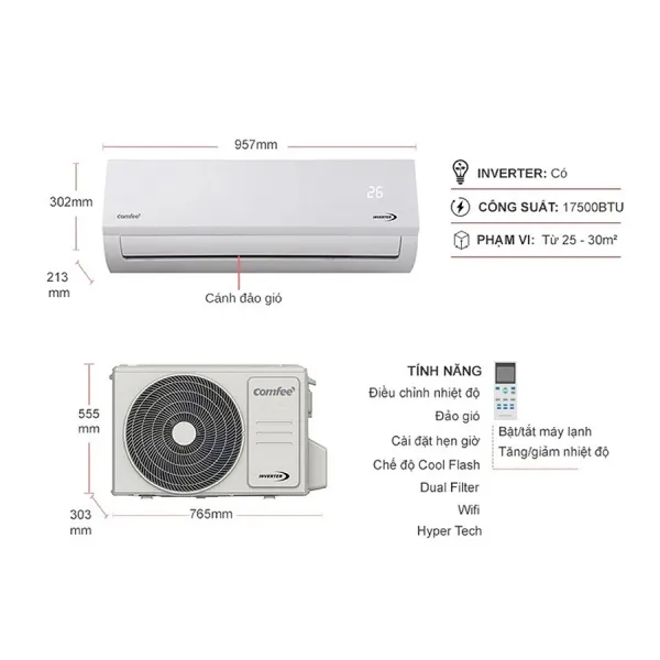 Điều hoà Comfee 18000BTU inverter CFS-18VAFF/VWG