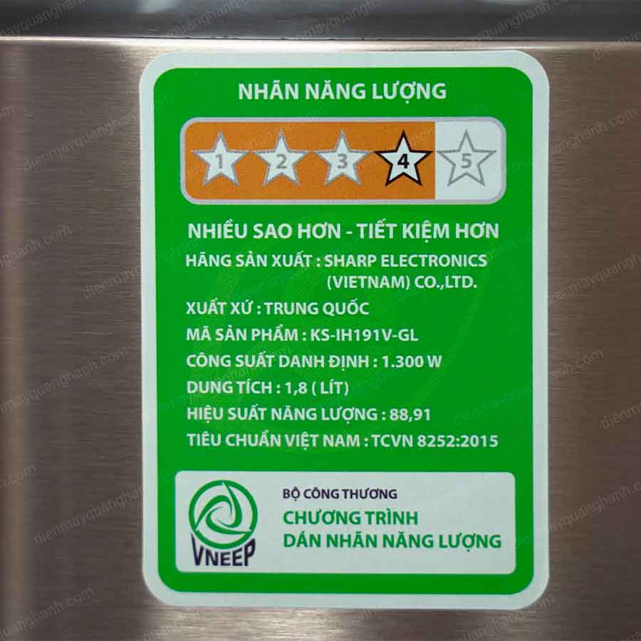 Ảnh thực tế Nồi cơm điện cao tần Sharp KS-IH191V-GL dung tích 1.8 lít
