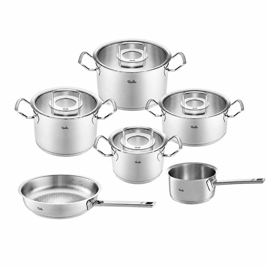 Bộ nồi Fissler Profi set 6 món vung thép kèm quánh và chảo thép size 28cm - toàn cảnh sản phẩm