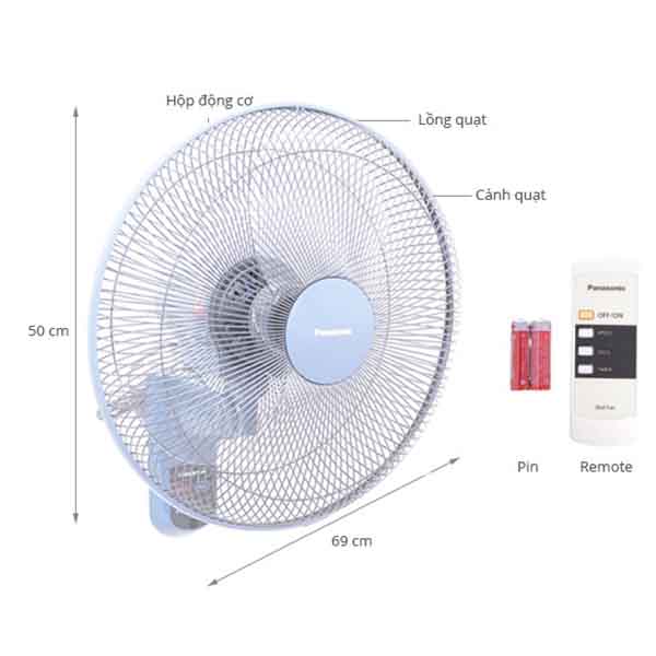 Quạt treo tường Panasonic F-409M có điều khiển
