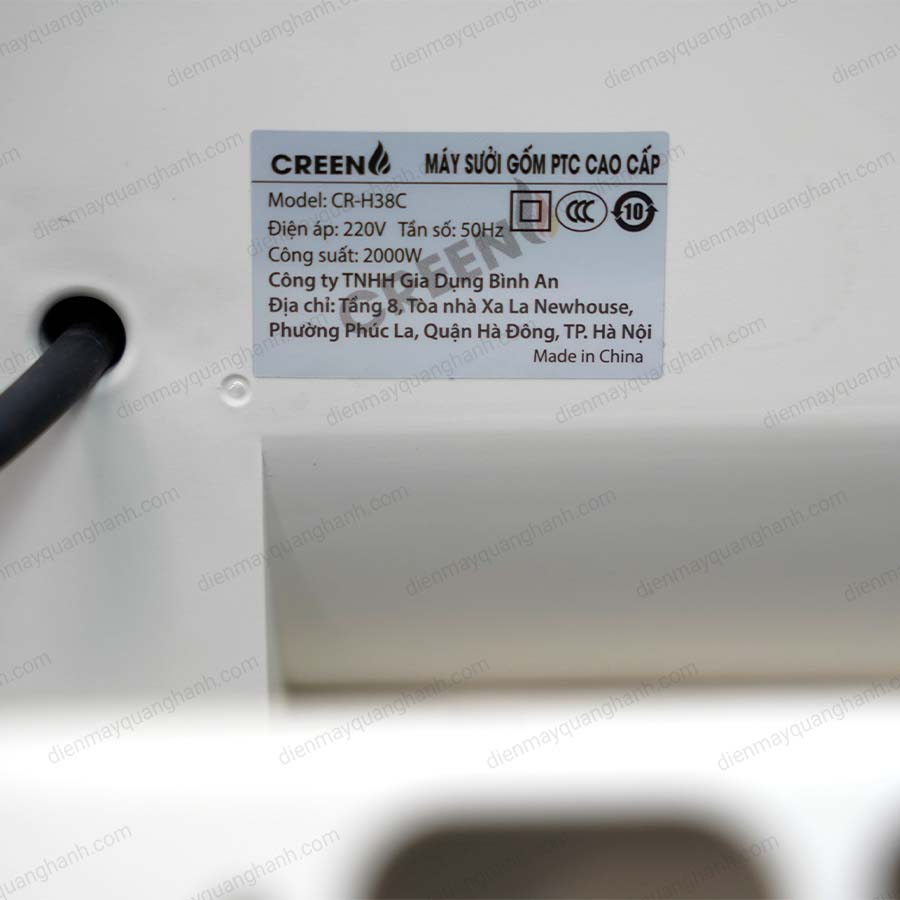 Ảnh thực tế Máy sưởi gốm treo tường Creen CR-H38C