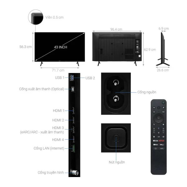 Google Tivi Sony 4K 43 inch K-43S30