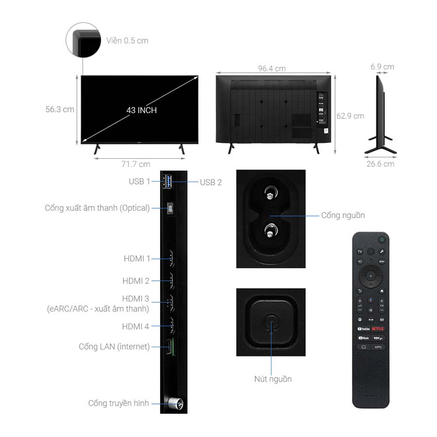 Google Tivi Sony 4K 43 inch K-43S30