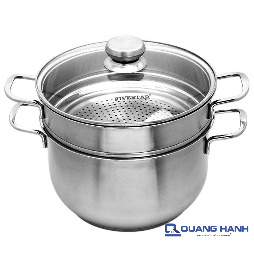 Bộ 2 nồi xửng 3 đáy 24 cm Fivestar ST24-3DG vung kính - toàn cảnh sản phẩm