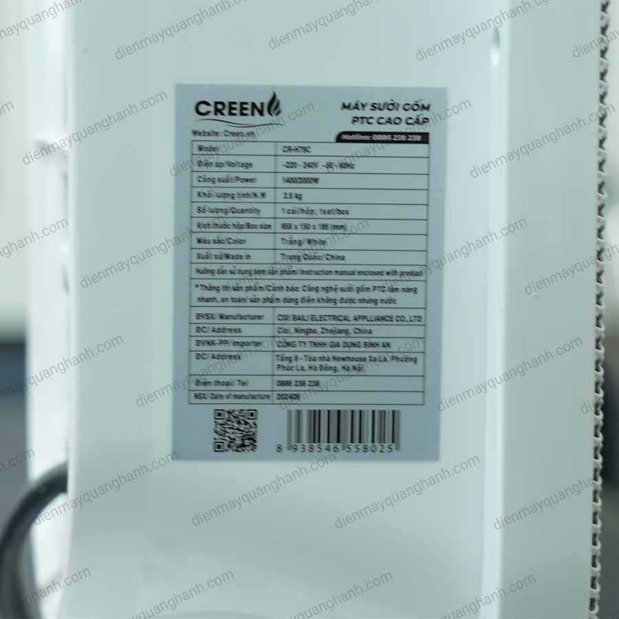Ảnh thực tế Máy sưởi gốm cao cấp CREEN CR-H79C