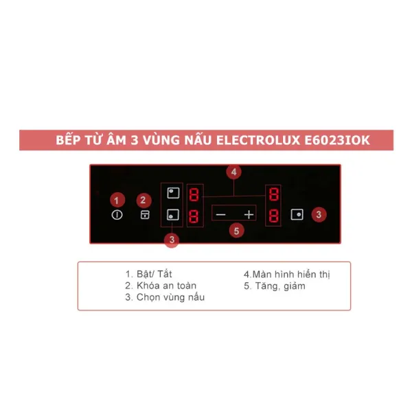 Bếp từ 3 vùng nấu Electrolux E6203IOK