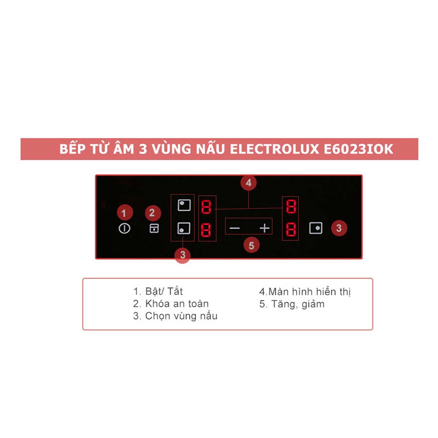 Bếp từ 3 vùng nấu Electrolux E6203IOK