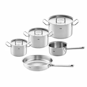 Bộ nồi Fissler Profi set 5 vung thép  kèm quánh và chảo inox 28cm