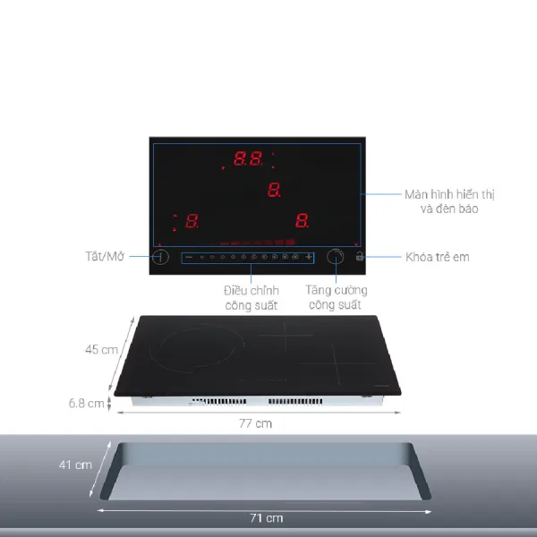 Bếp từ hồng ngoại 3 vùng nấu Hafele HC-M773D 536.61.705