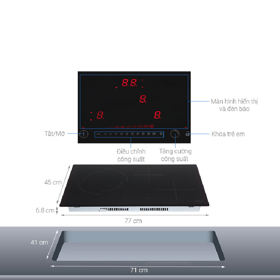 Bếp từ hồng ngoại 3 vùng nấu Hafele HC-M773D 536.61.705