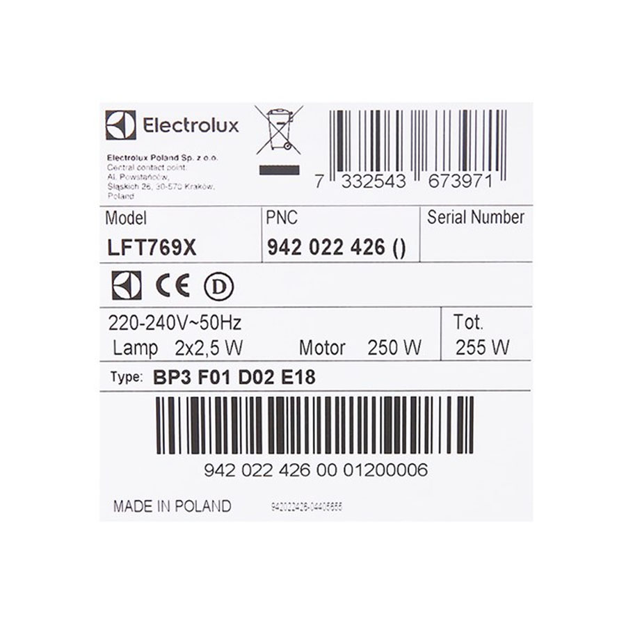 Máy hút mùi áp tường Electrolux LFT769X
