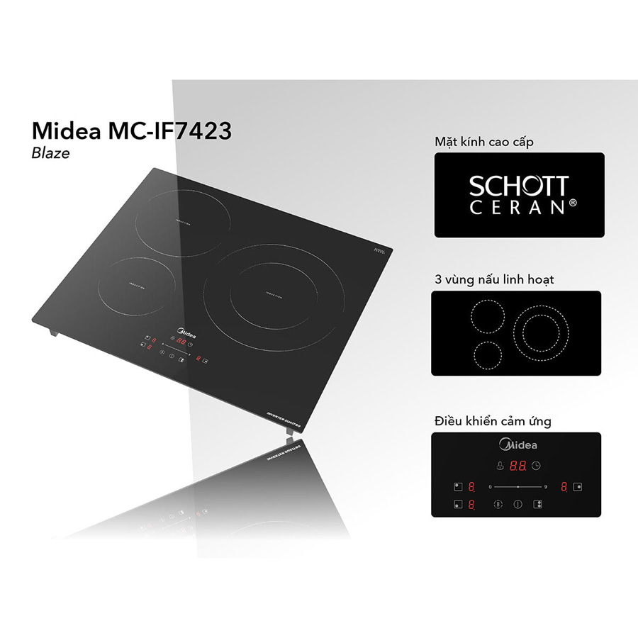 Bếp từ 3 vùng nấu Midea MC-IT7423
