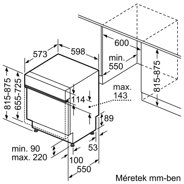Máy rửa bát bán âm Bosch SMI6ECS10E