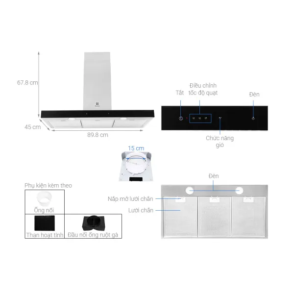 Máy hút mùi áp tường Electrolux LFT769X