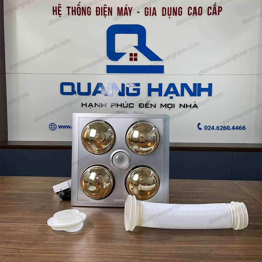 Ảnh thực tế Đèn sưởi nhà tắm Heizen HE4BR 4 bóng âm trần có điều khiển