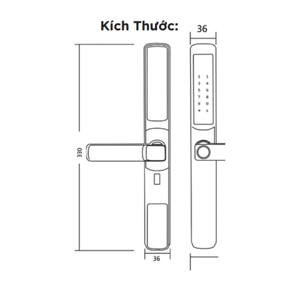 Khóa điện tử Hyundai cửa nhôm HY-SLS003