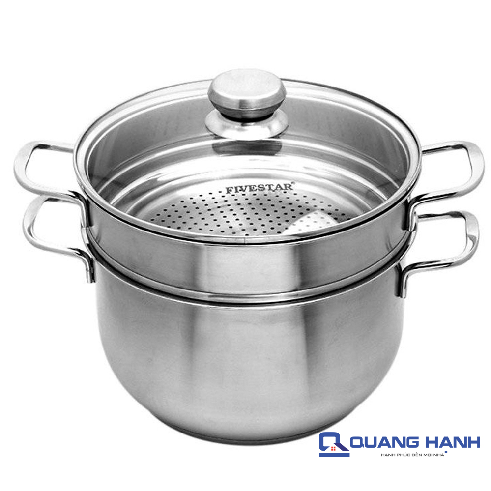 Bộ 2 nồi xửng 3 đáy 26 cm Fivestar ST26-3DG vung kính - toàn cảnh sản phẩm
