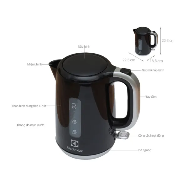 Bình đun siêu tốc Electrolux 1.7 lít EEK3505