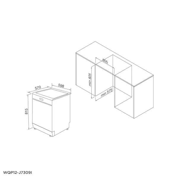 Máy rửa bát âm tủ Malloca WQP12-J7309I