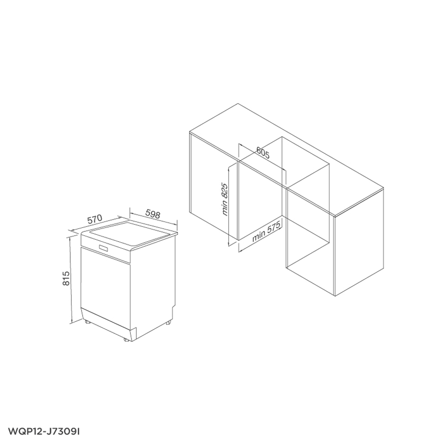 Máy rửa bát âm tủ Malloca WQP12-J7309I