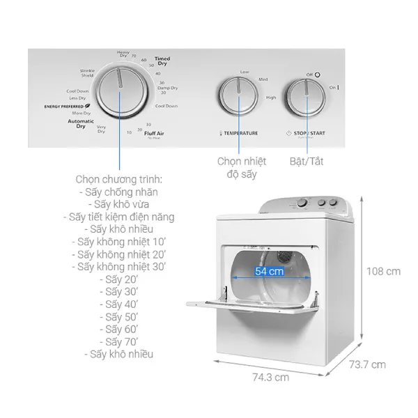 Máy sấy quần áo Whirlpool 3LWED4815FW