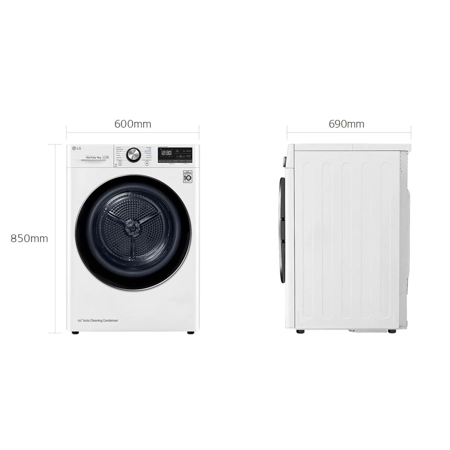 Máy sấy bơm nhiệt LG 9 Kg DVHP09W