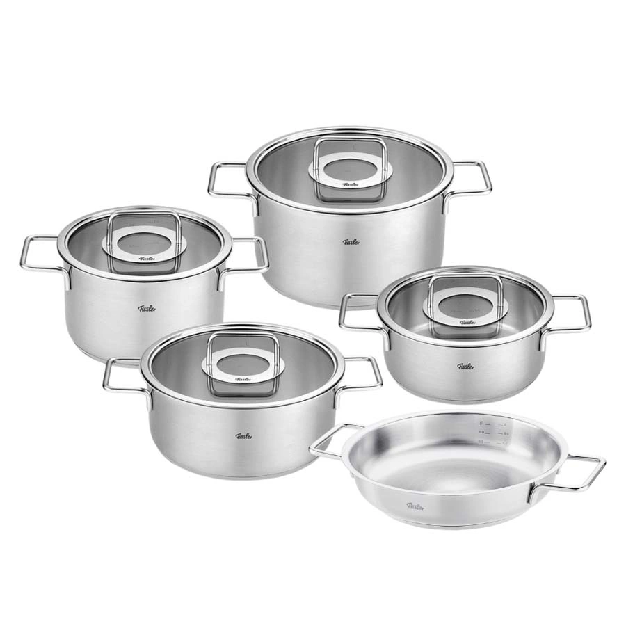 Bộ nồi FISSLER Pure Collection 5 món vung kính kèm chảo 2 quai 24cm - toàn cảnh sản phẩm