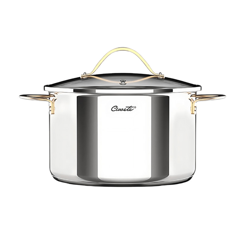 Nồi hầm inox 304 cao cấp Ciwete 20cm nắp kính SS0101-D