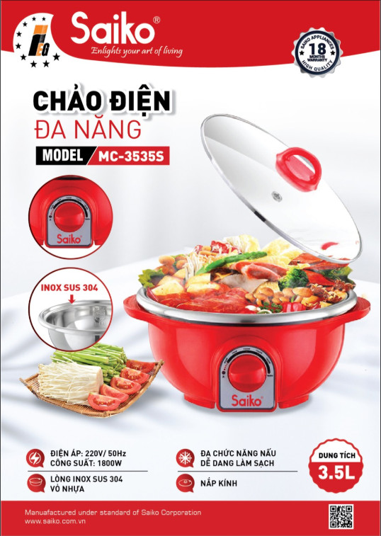 Chảo điện đa năng Saiko MC 3535s