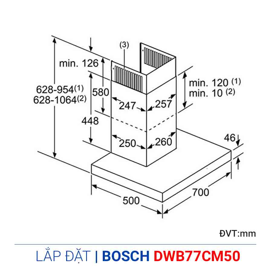 Máy hút mùi gắn tường Bosch DWB77CM50 serie 6