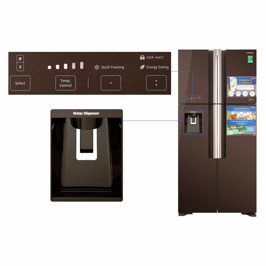 Tủ lạnh Hitachi Inverter 540 lít R-FW690PGV7 GBW