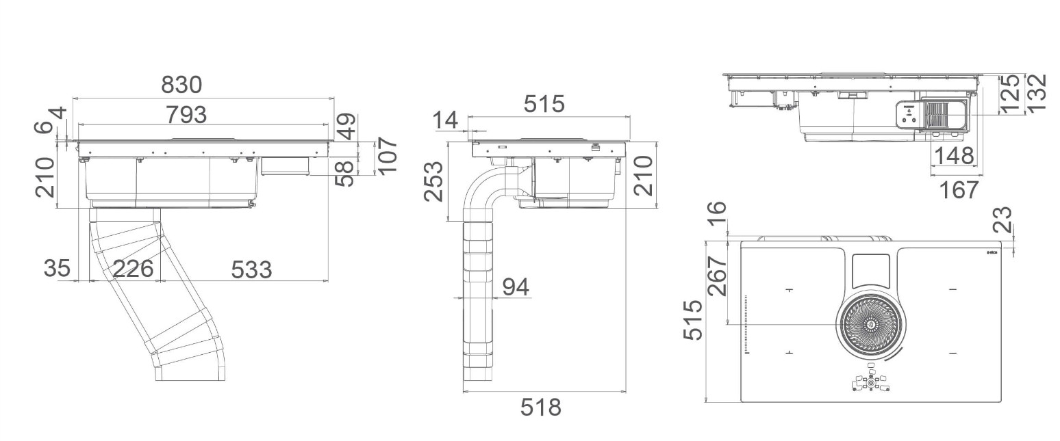 Bếp từ kết hợp hút mùi Elica NIKOLATESLA HP BL/F/83 PRF0120976