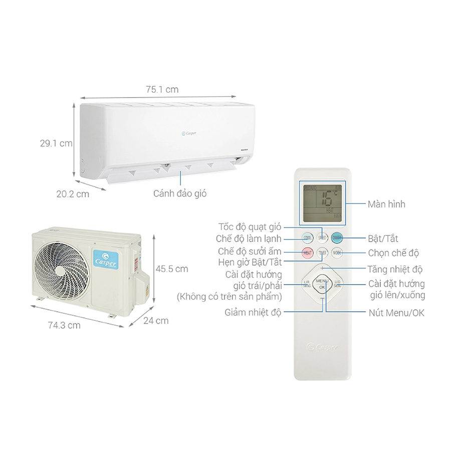 Điều hòa 1 chiều Inverter 1.5 HP Casper GC-12IS35