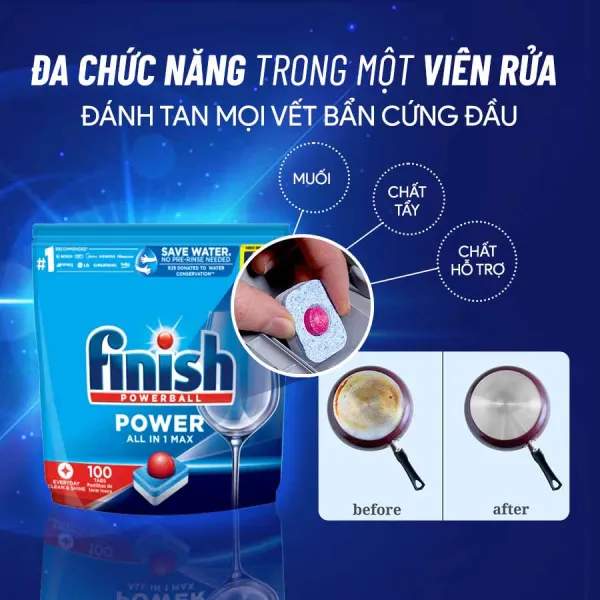 Viên rửa bát Finish All In One Max 100 Viên