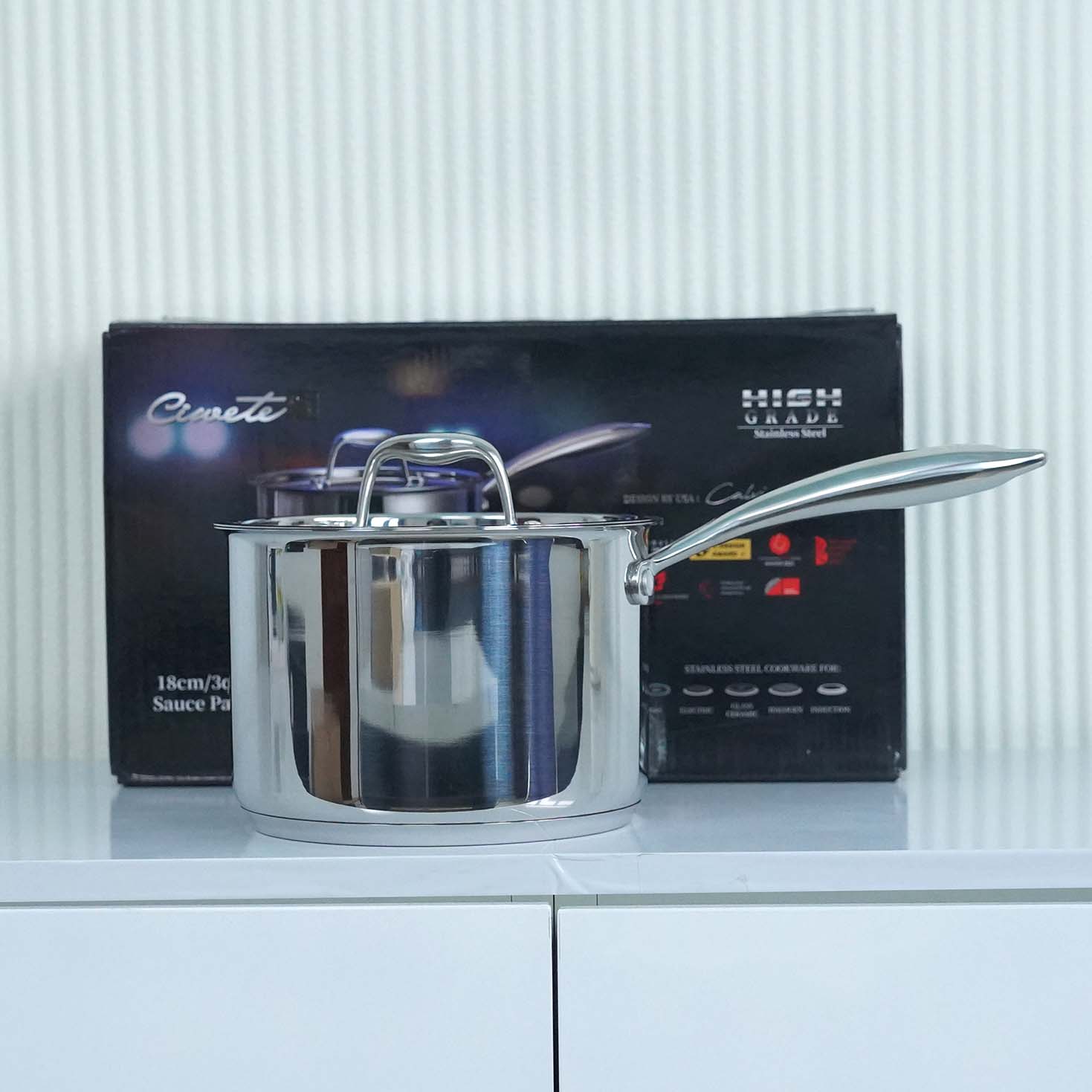 Ảnh thực tế Quánh Inox cao cấp Ciwete 18cm SS0203-D