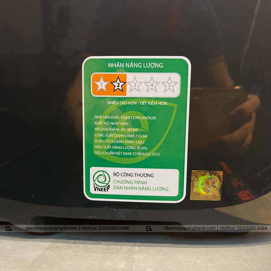 Ảnh thực tế Nồi cơm điện tử cao tần áp suất Tiger 1.8 lít JPC-W18W