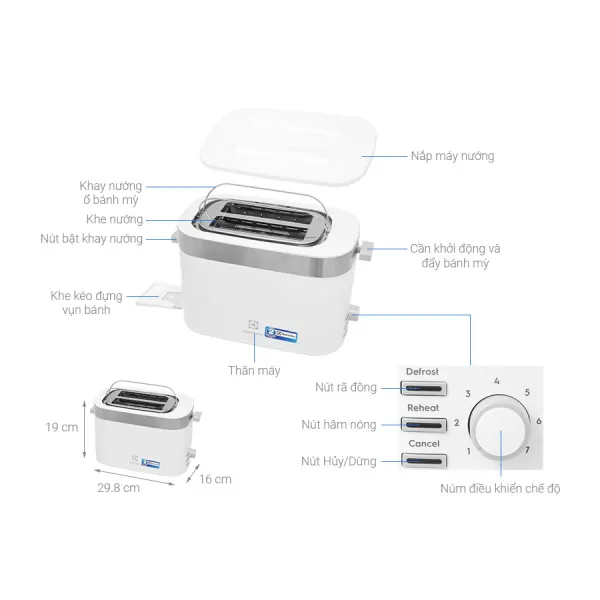 Máy nướng bánh mì Electrolux E2TS1-100W